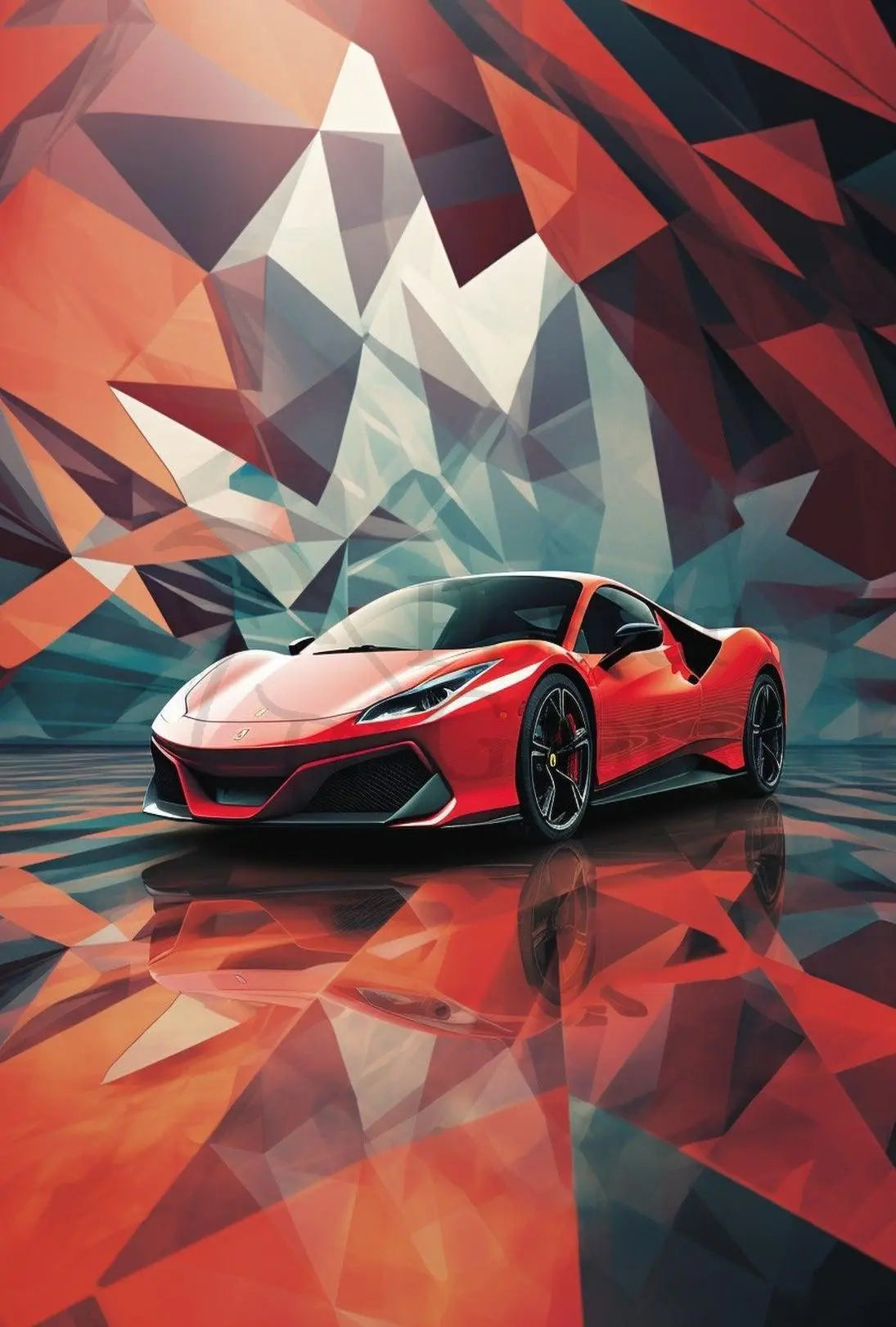 Sleek Modern Sports Car Abstract Artistic Poster PosterGoat