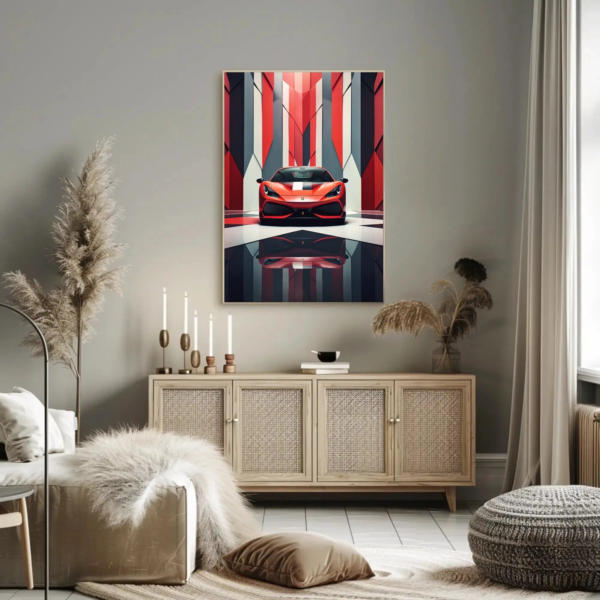 Sleek Sports Car High-Impact Artistic Poster PosterGoat