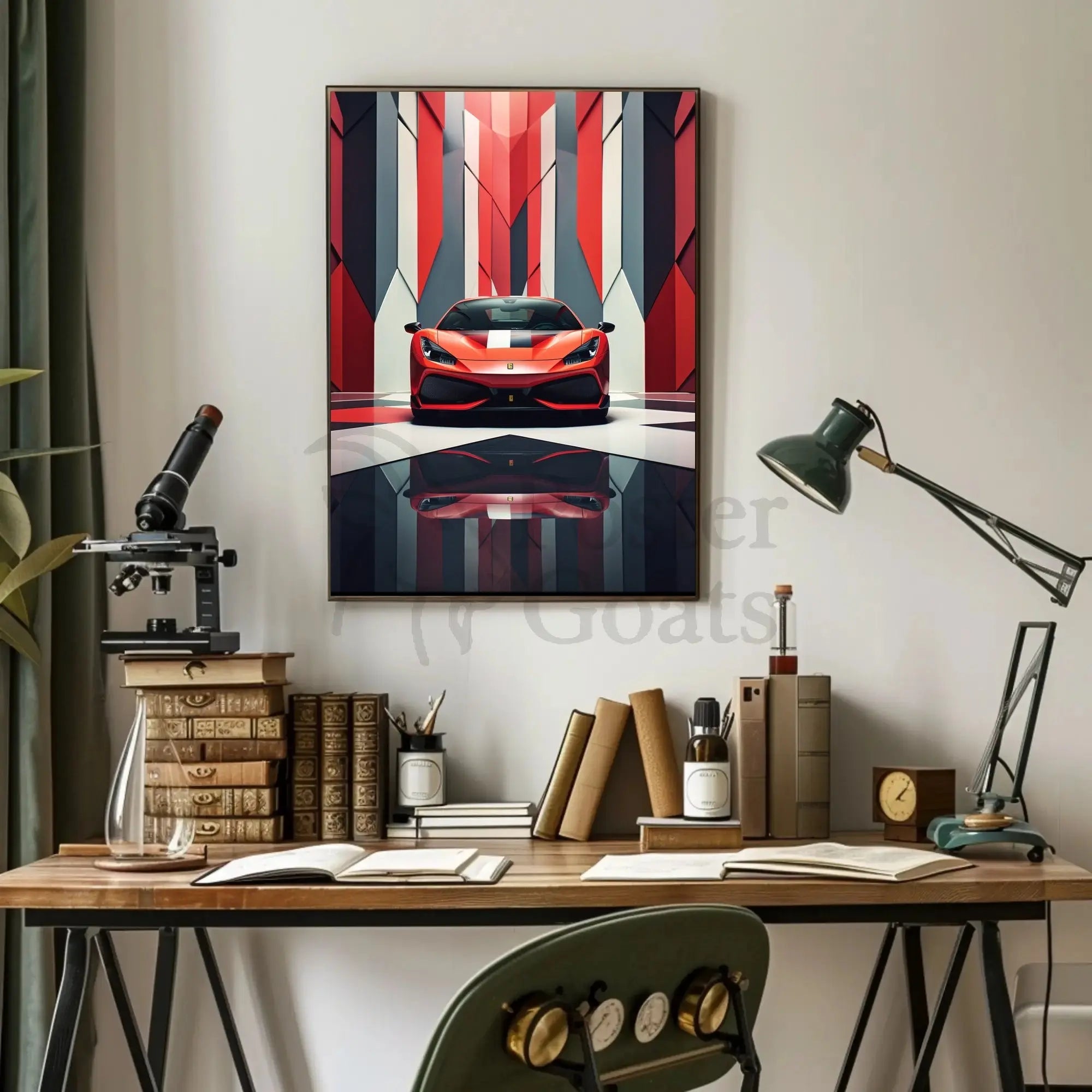 Sleek Sports Car High-Impact Artistic Poster PosterGoat