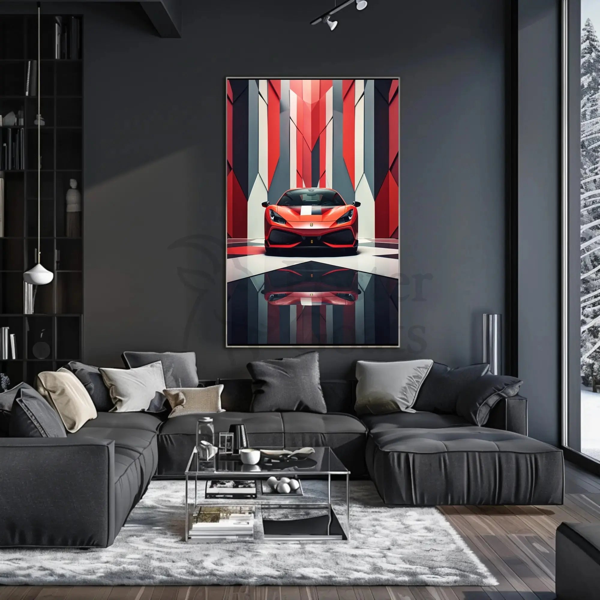 Sleek Sports Car High-Impact Artistic Poster PosterGoat