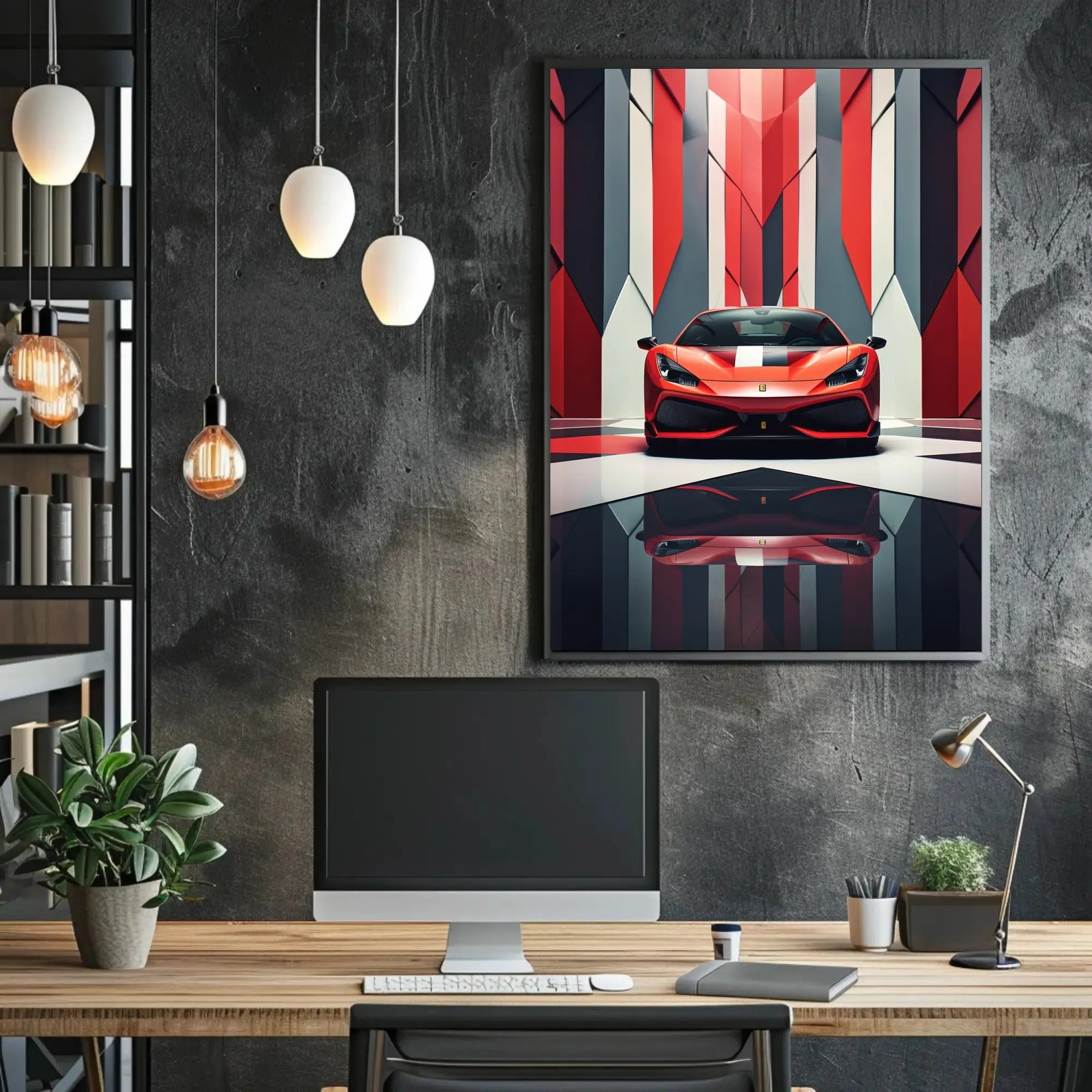 Sleek Sports Car High-Impact Artistic Poster PosterGoat