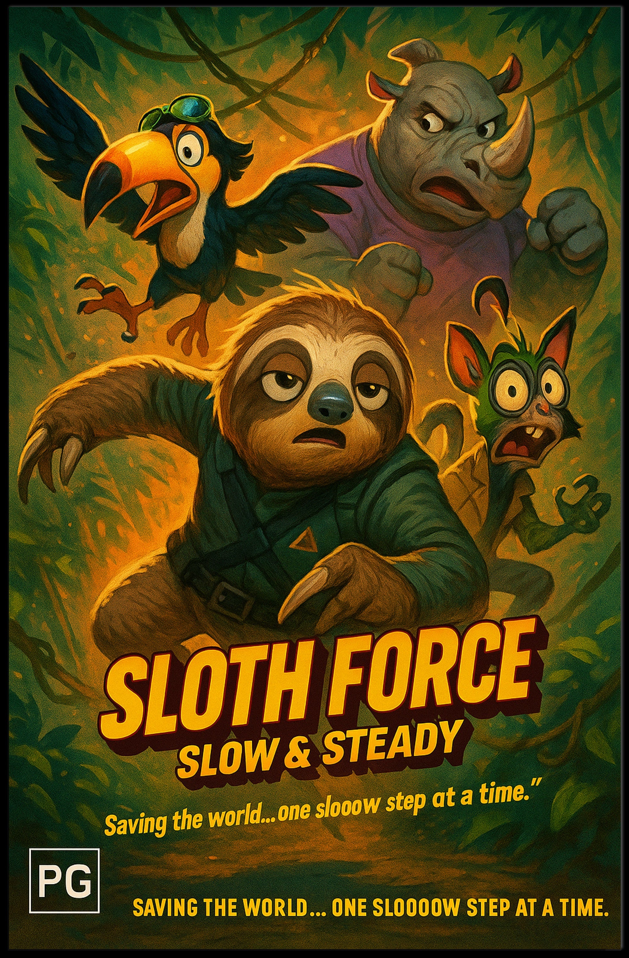 Sloth Force Slow Steady Poster PosterGoat