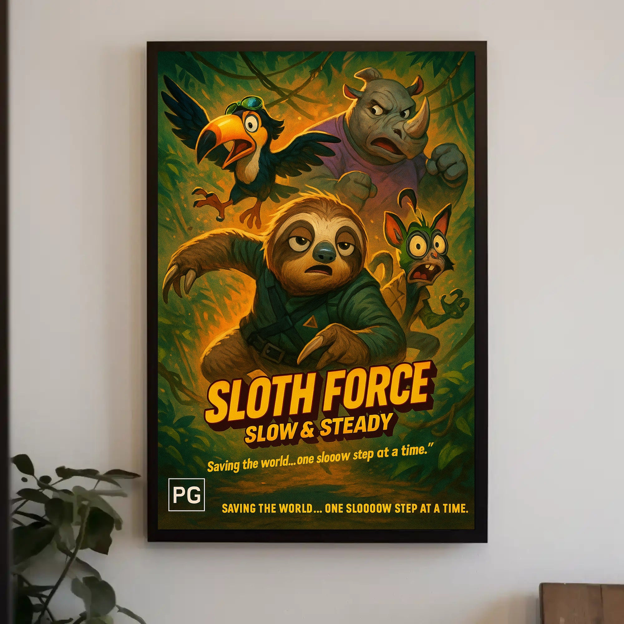 Sloth Force Slow Steady Poster PosterGoat