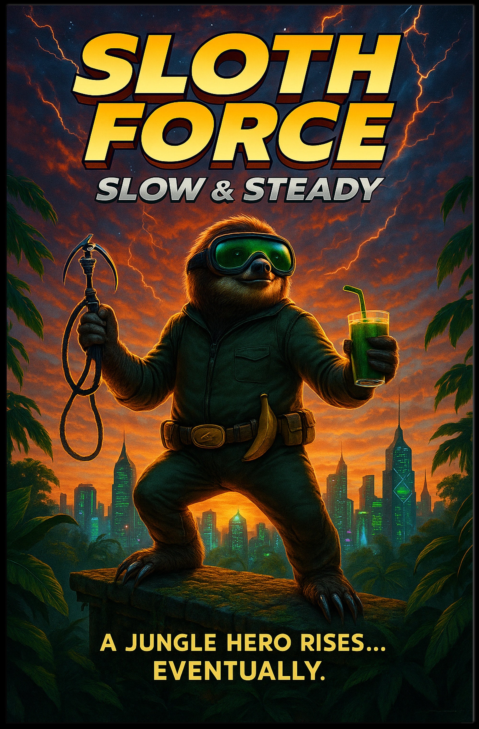 Sloth Force Slow Steady Poster PosterGoat