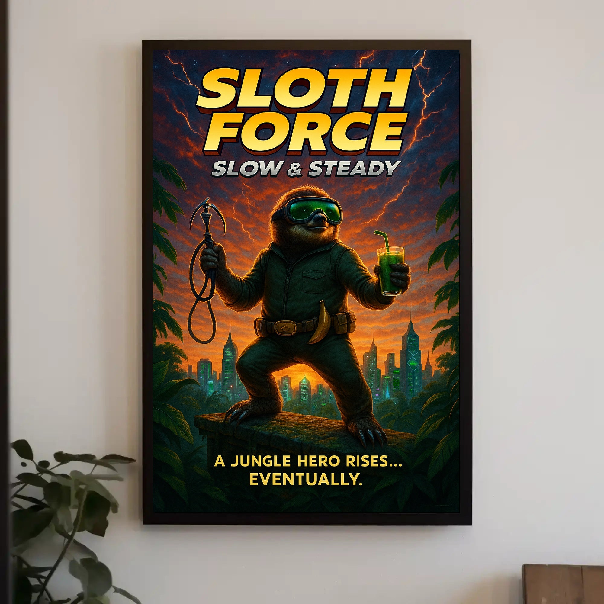 Sloth Force Slow Steady Poster PosterGoat