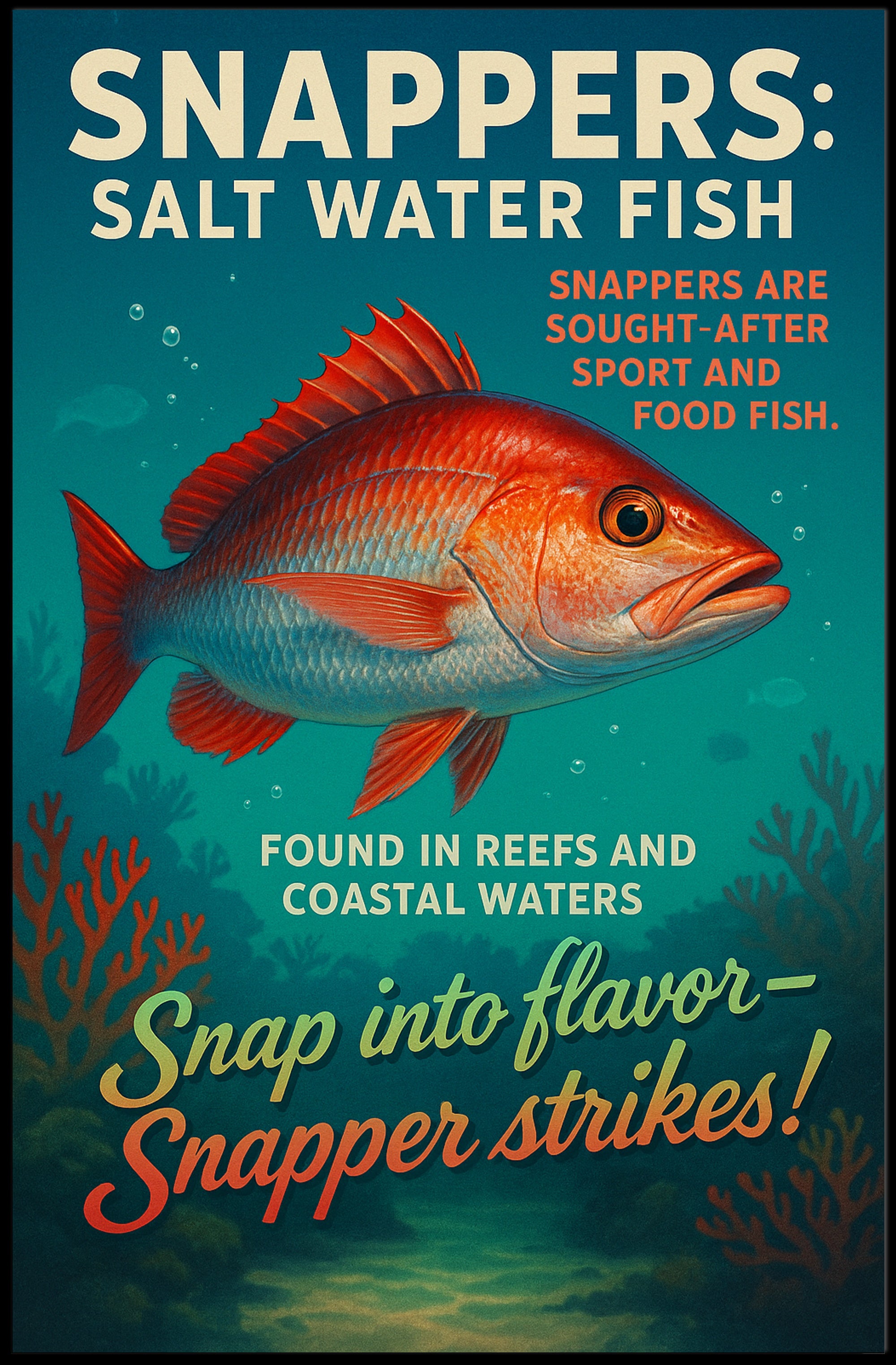 Snappers Salt Water Fish Poster PosterGoat
