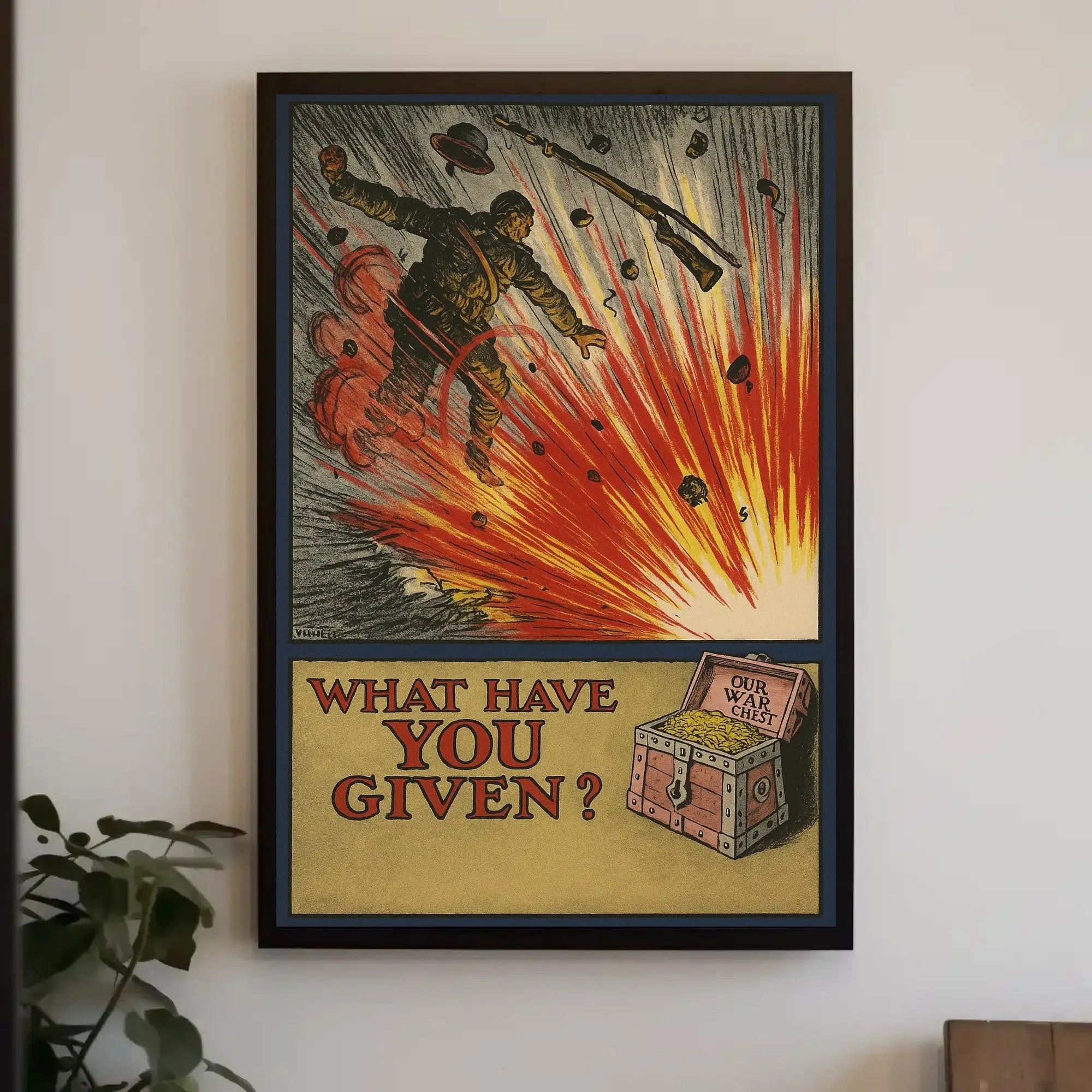 Soldier in Explosion: WWI Propaganda Poster PosterGoat