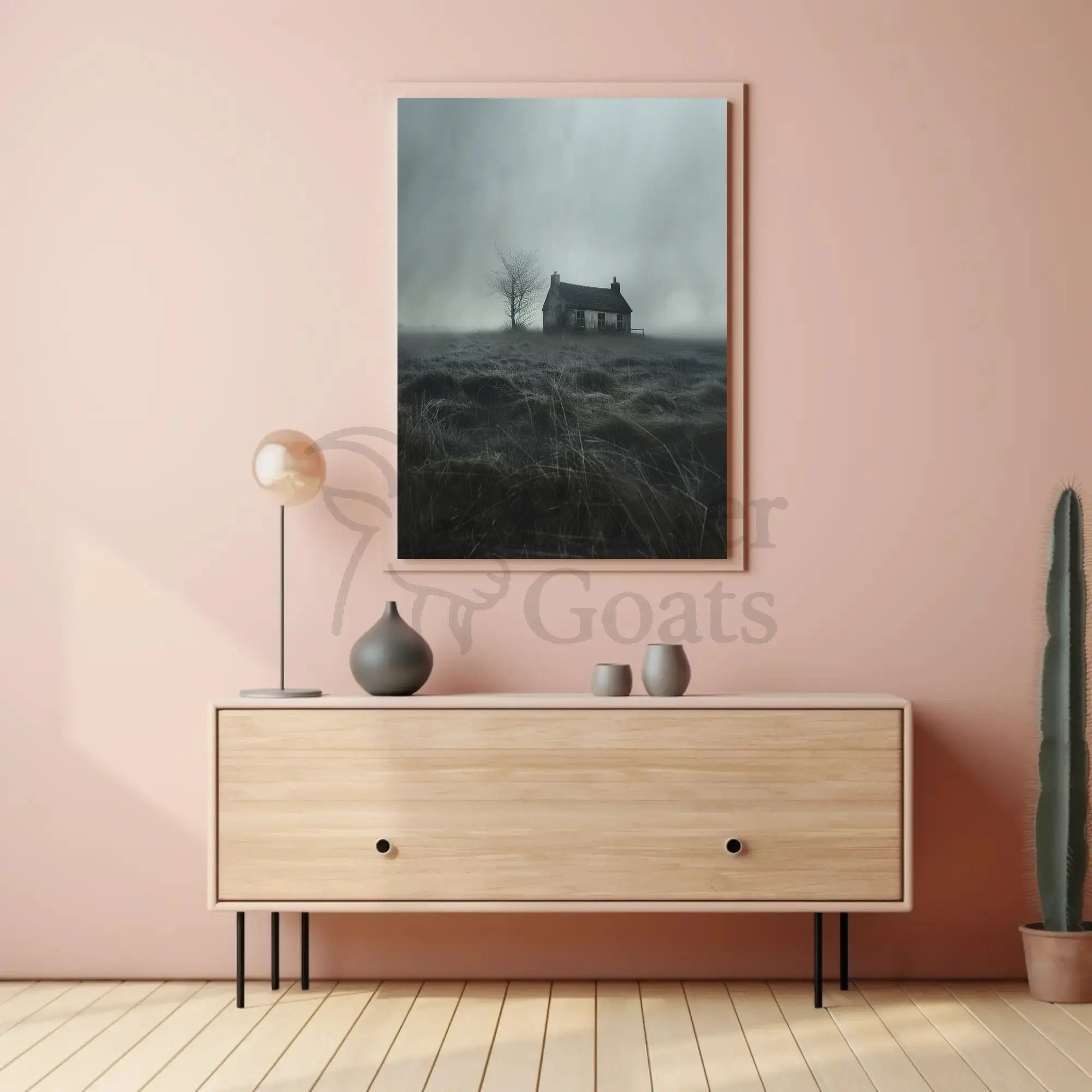 Solitary House in Desolate Landscape Artistic Poster PosterGoat
