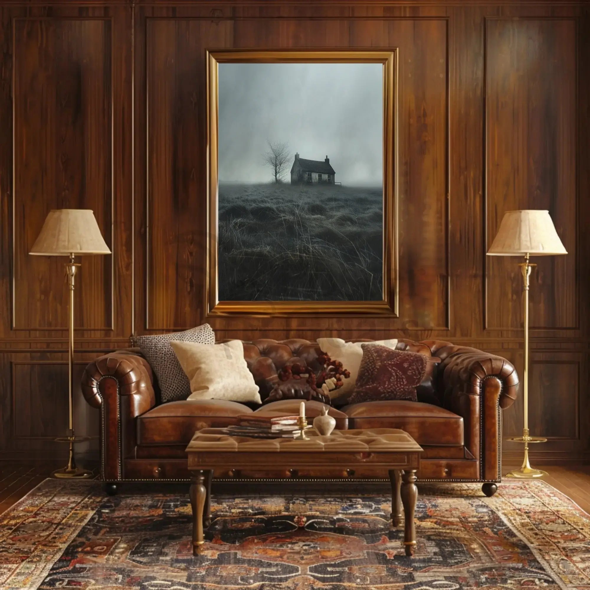 Solitary House in Desolate Landscape Artistic Poster PosterGoat