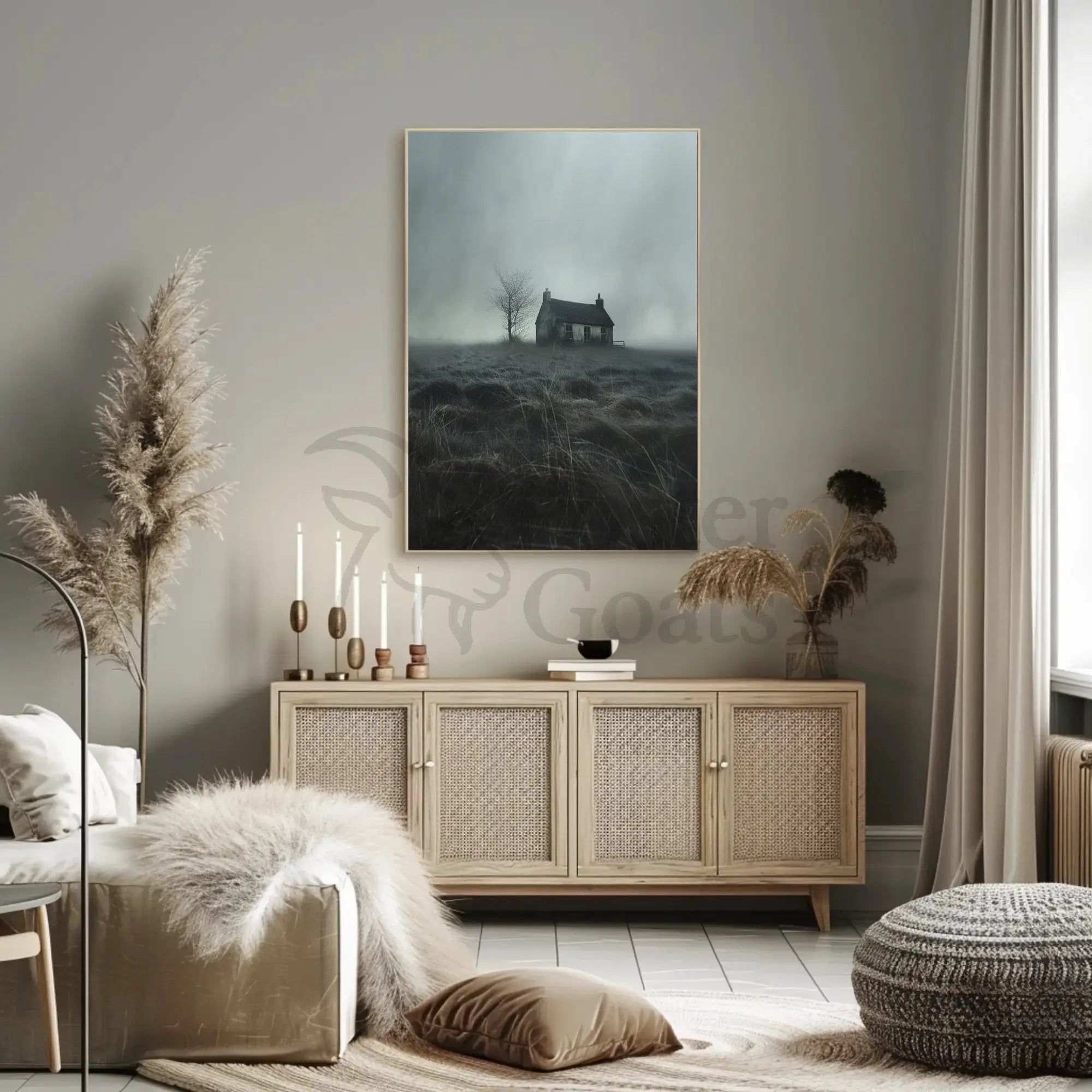 Solitary House in Desolate Landscape Artistic Poster PosterGoat