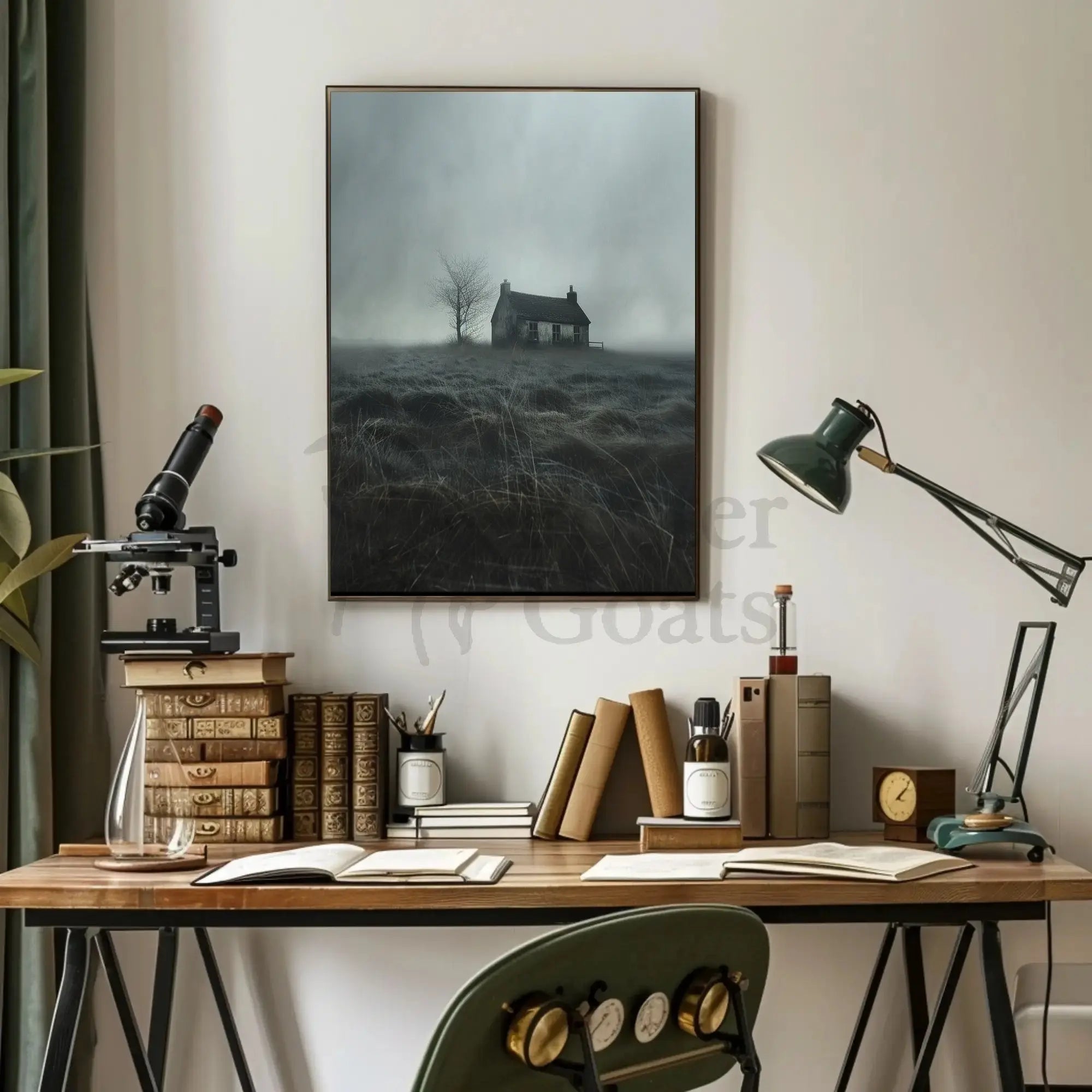 Solitary House in Desolate Landscape Artistic Poster PosterGoat