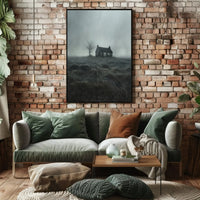 Solitary House in Desolate Landscape Artistic Poster PosterGoat