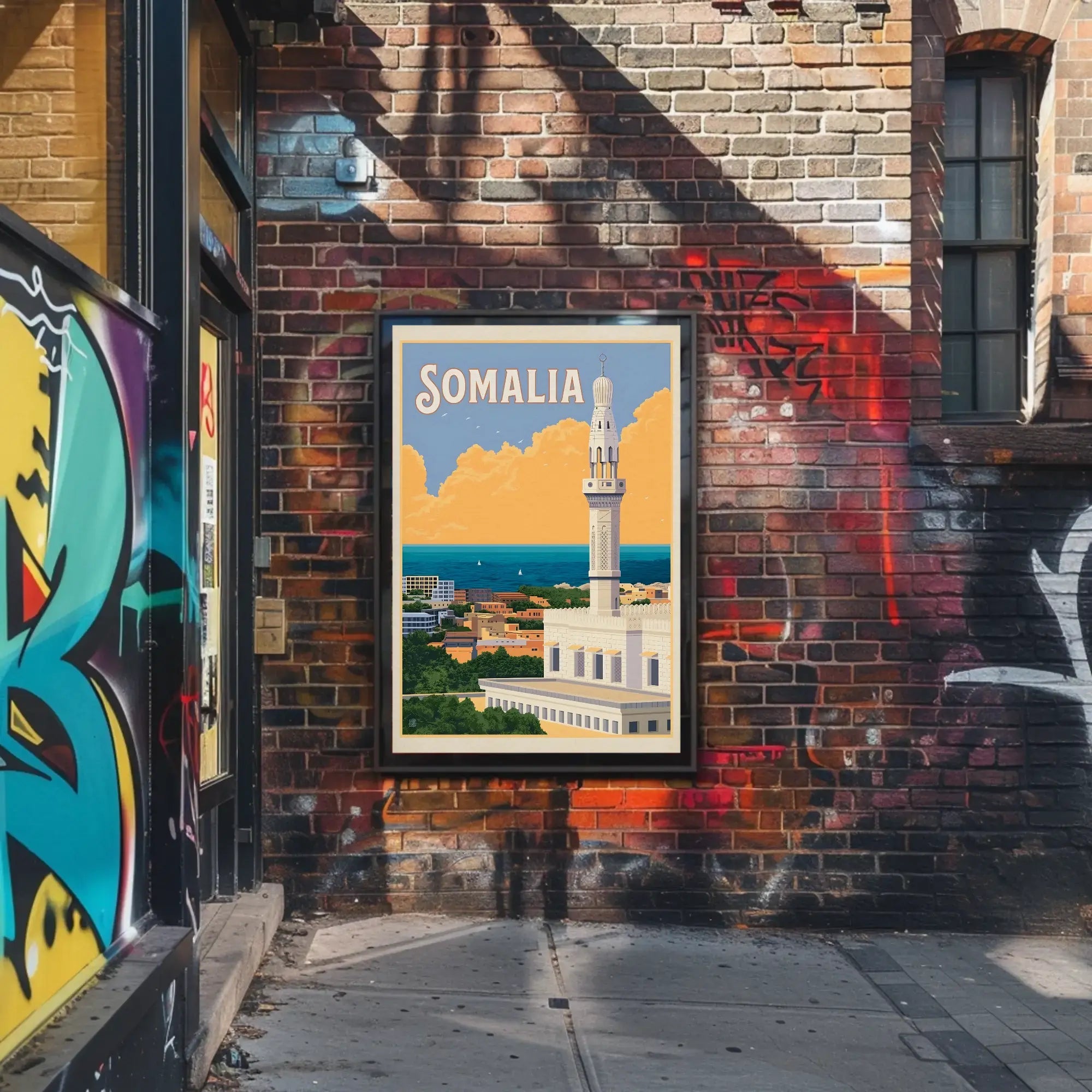 Somalia Coastal Vintage Travel Destination Poster PosterGoat