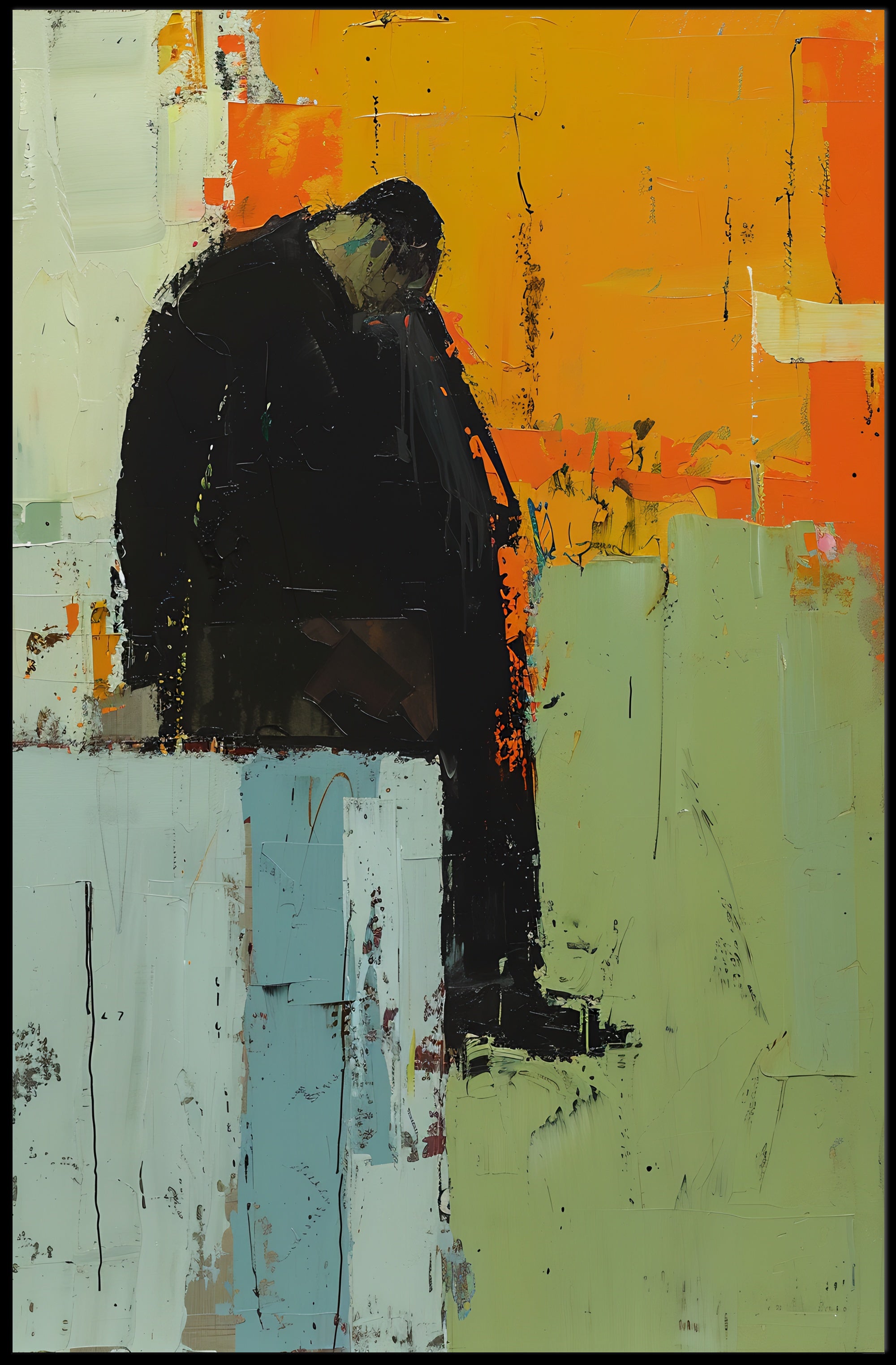 Somber Introspection Abstract Art Print - Artistic Poster PosterGoat