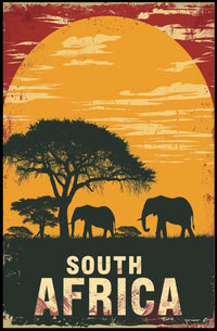 South Africa Sunrise Safari Travel Poster PosterGoat
