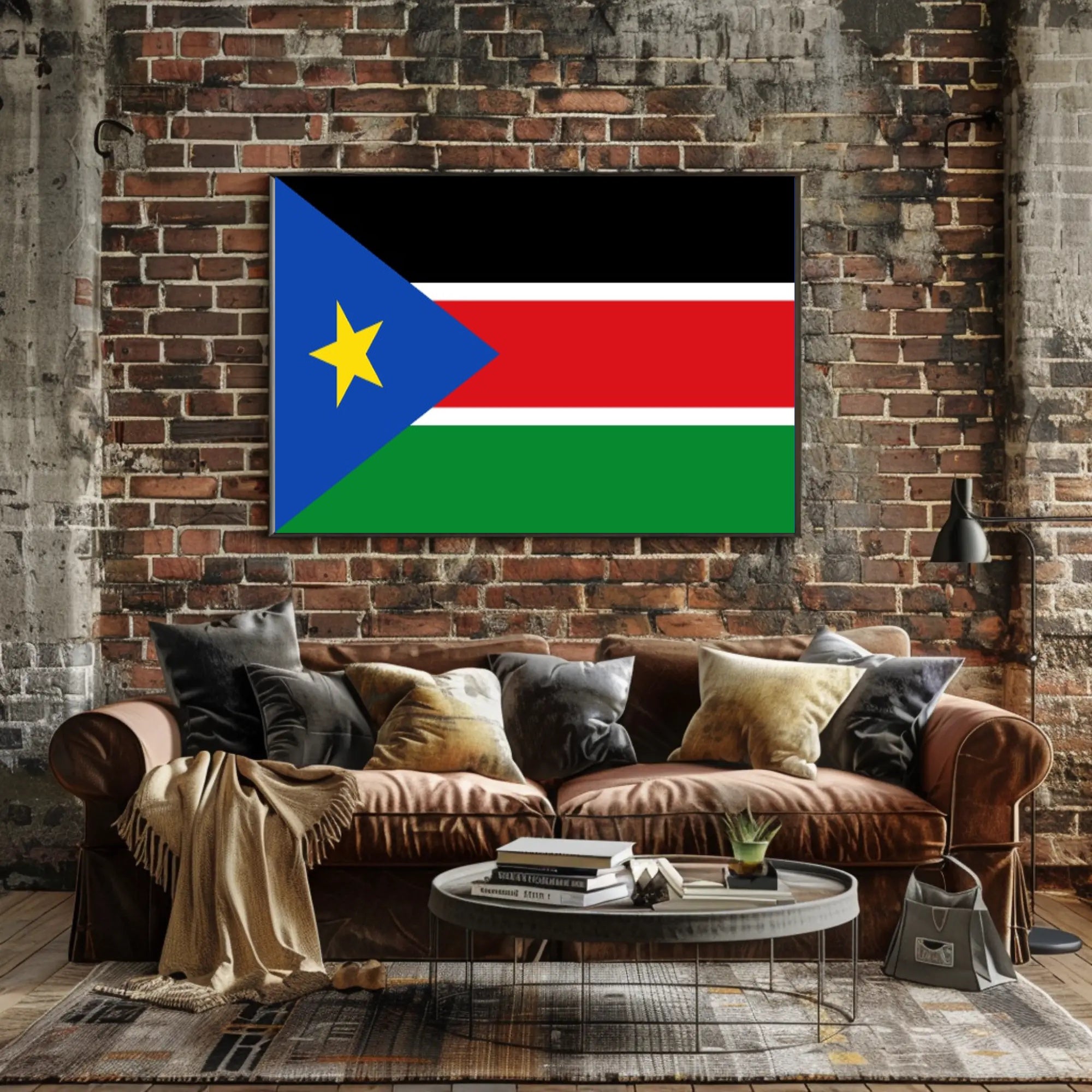 South Sudan Flag with Modern Geometric Design Country Flag Poster PosterGoat