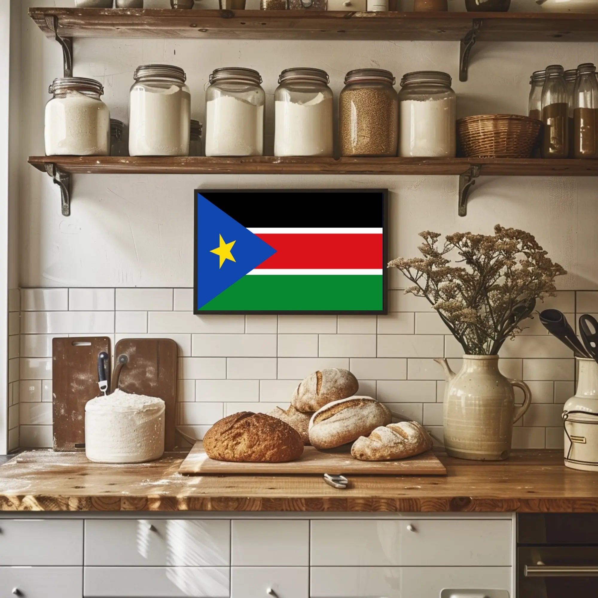 South Sudan Flag with Modern Geometric Design Country Flag Poster PosterGoat