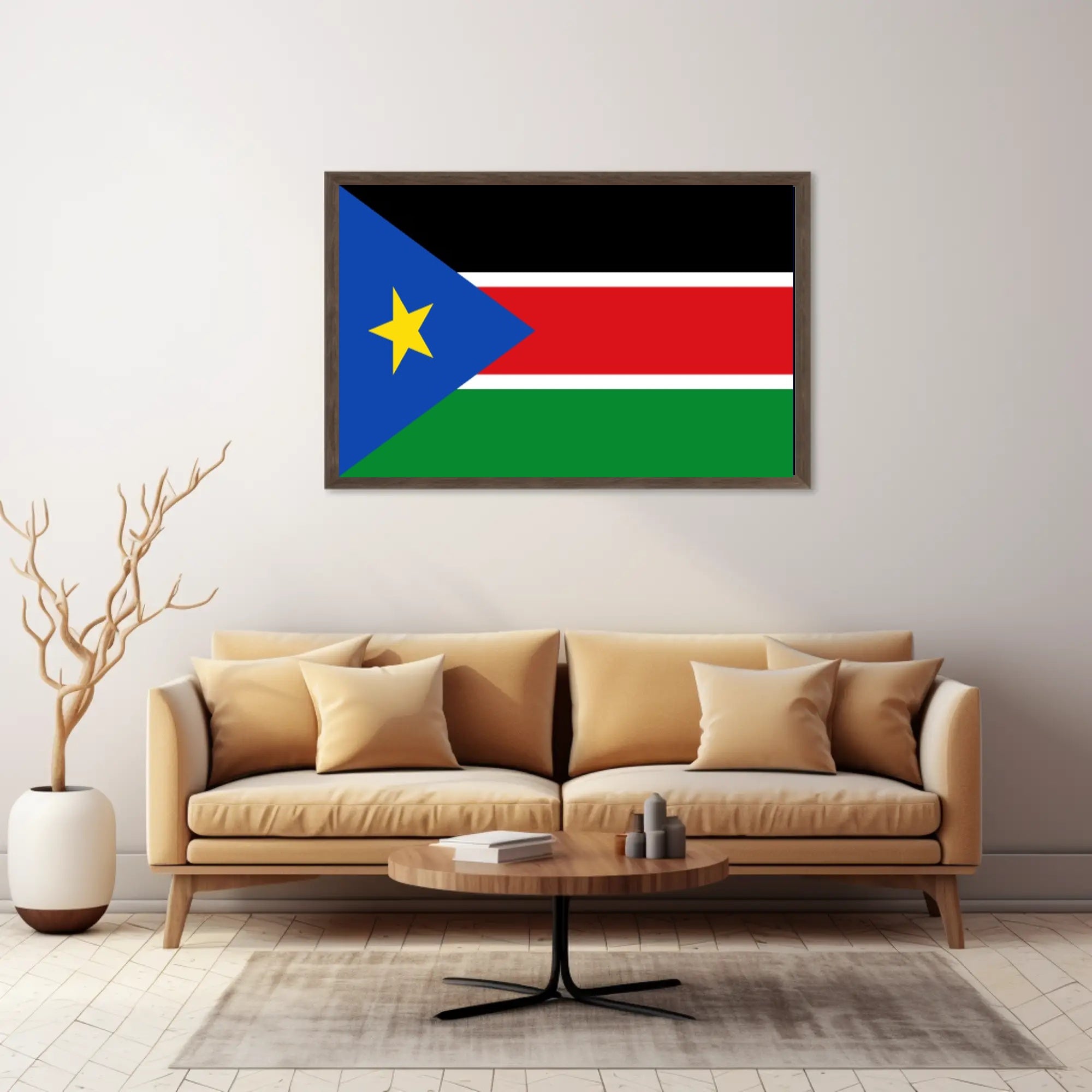 South Sudan Flag with Modern Geometric Design Country Flag Poster PosterGoat