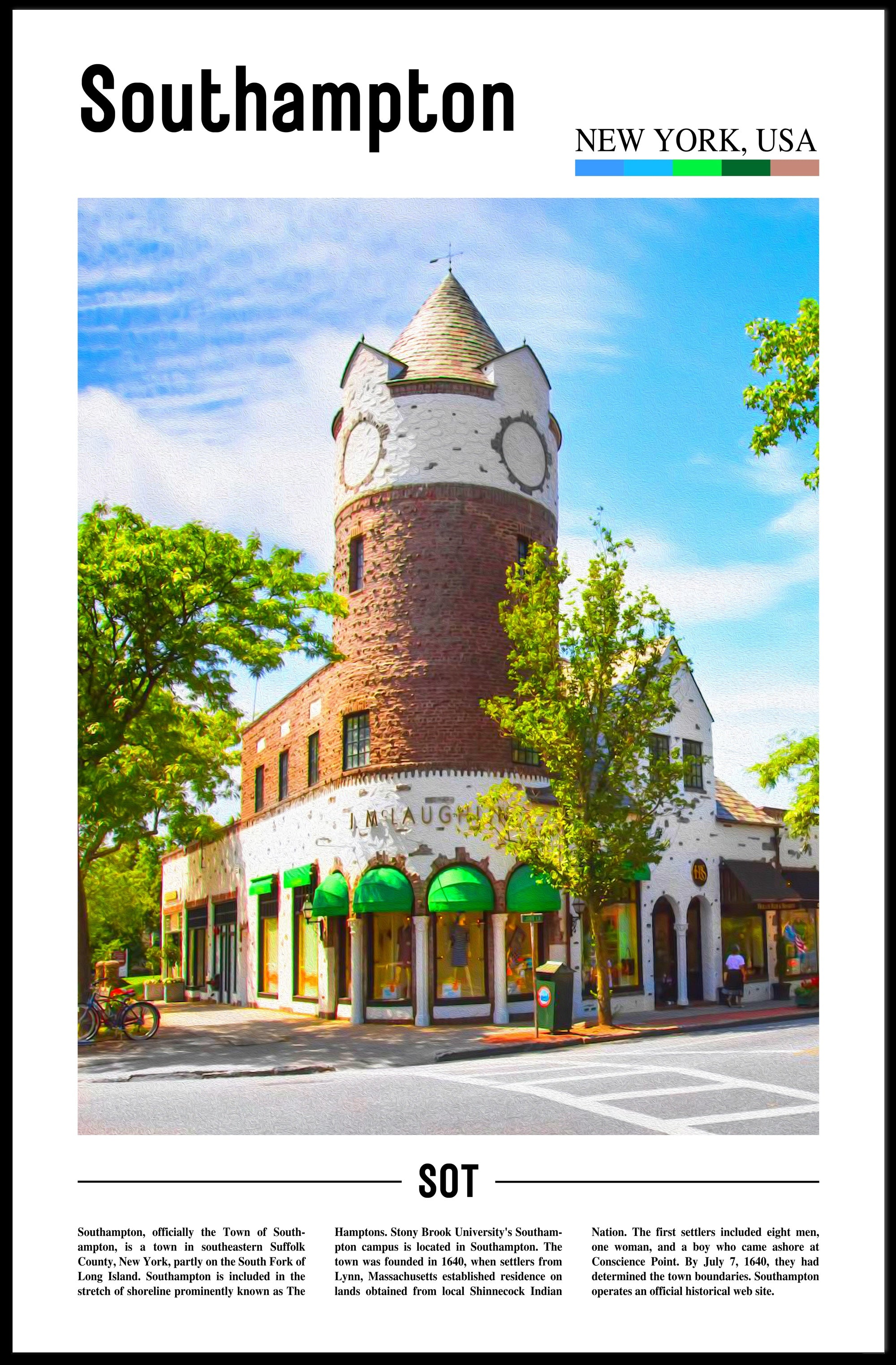 Southampton New York Architectural Elegance Travel Poster PosterGoat