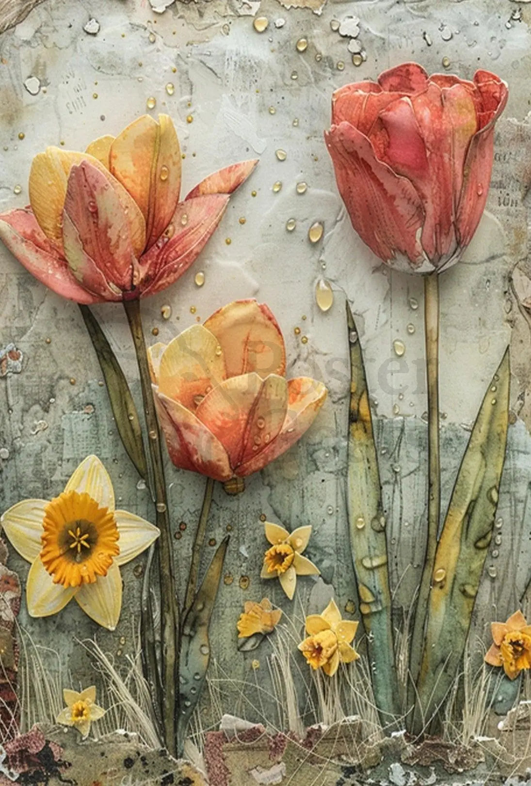 Springtime Flowers Artistic Collage Abstract, Artistic, or Pop Culture Poster PosterGoat