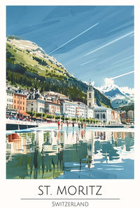 St. Moritz Serenity, Swiss Travel Poster PosterGoat