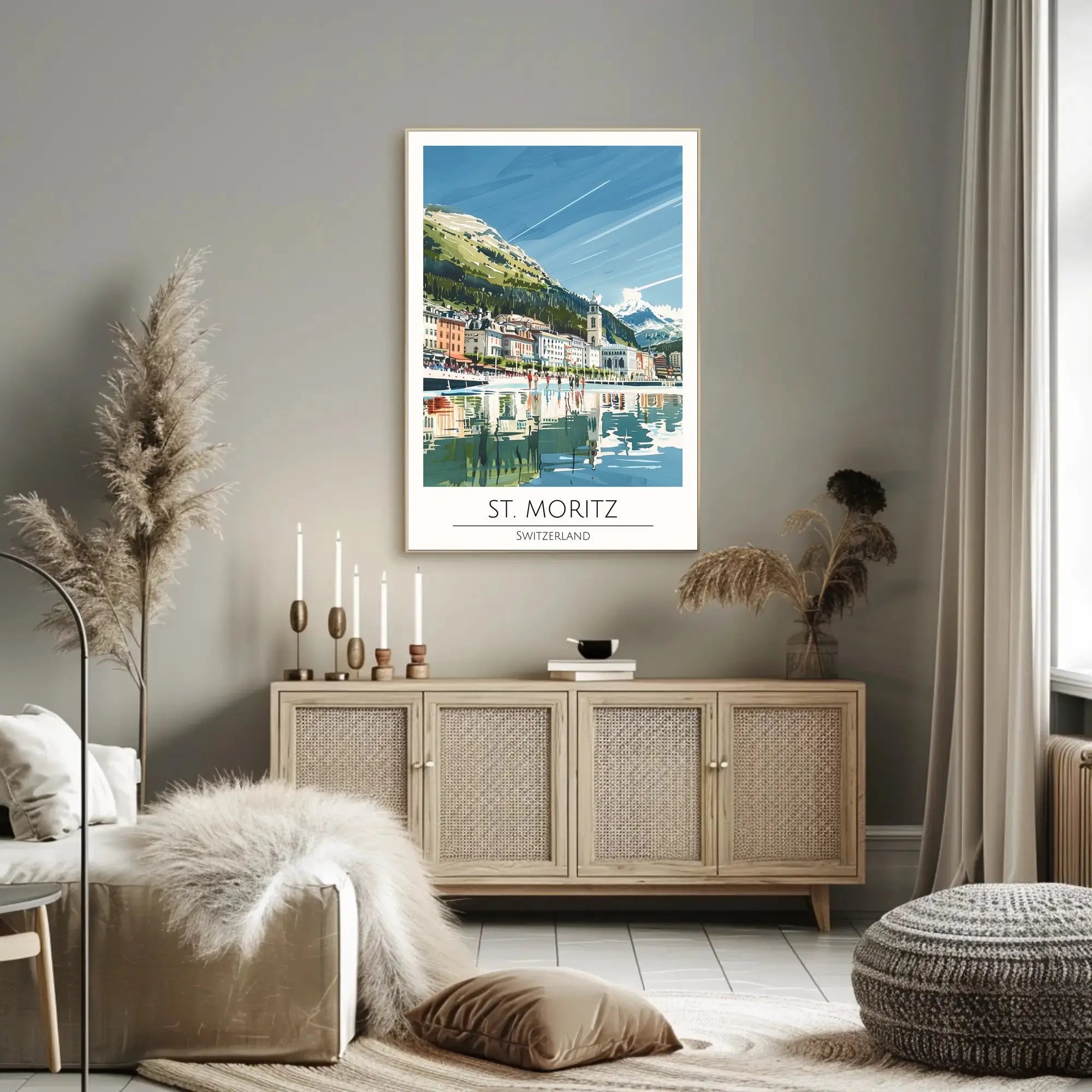 St. Moritz Serenity, Swiss Travel Poster PosterGoat