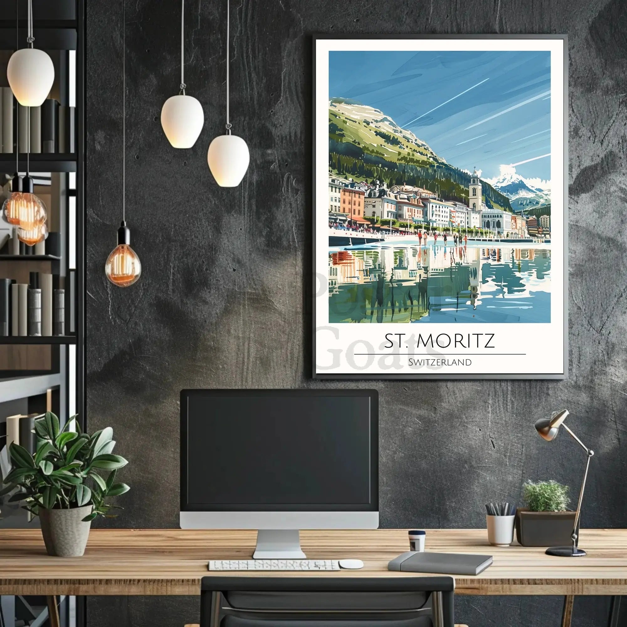St. Moritz Serenity, Swiss Travel Poster PosterGoat