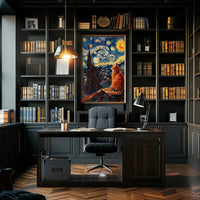 Starry Night Cat Art Print Abstract, Artistic, or Pop Culture Poster PosterGoat