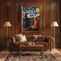 Starry Night Cat Art Print Abstract, Artistic, or Pop Culture Poster PosterGoat
