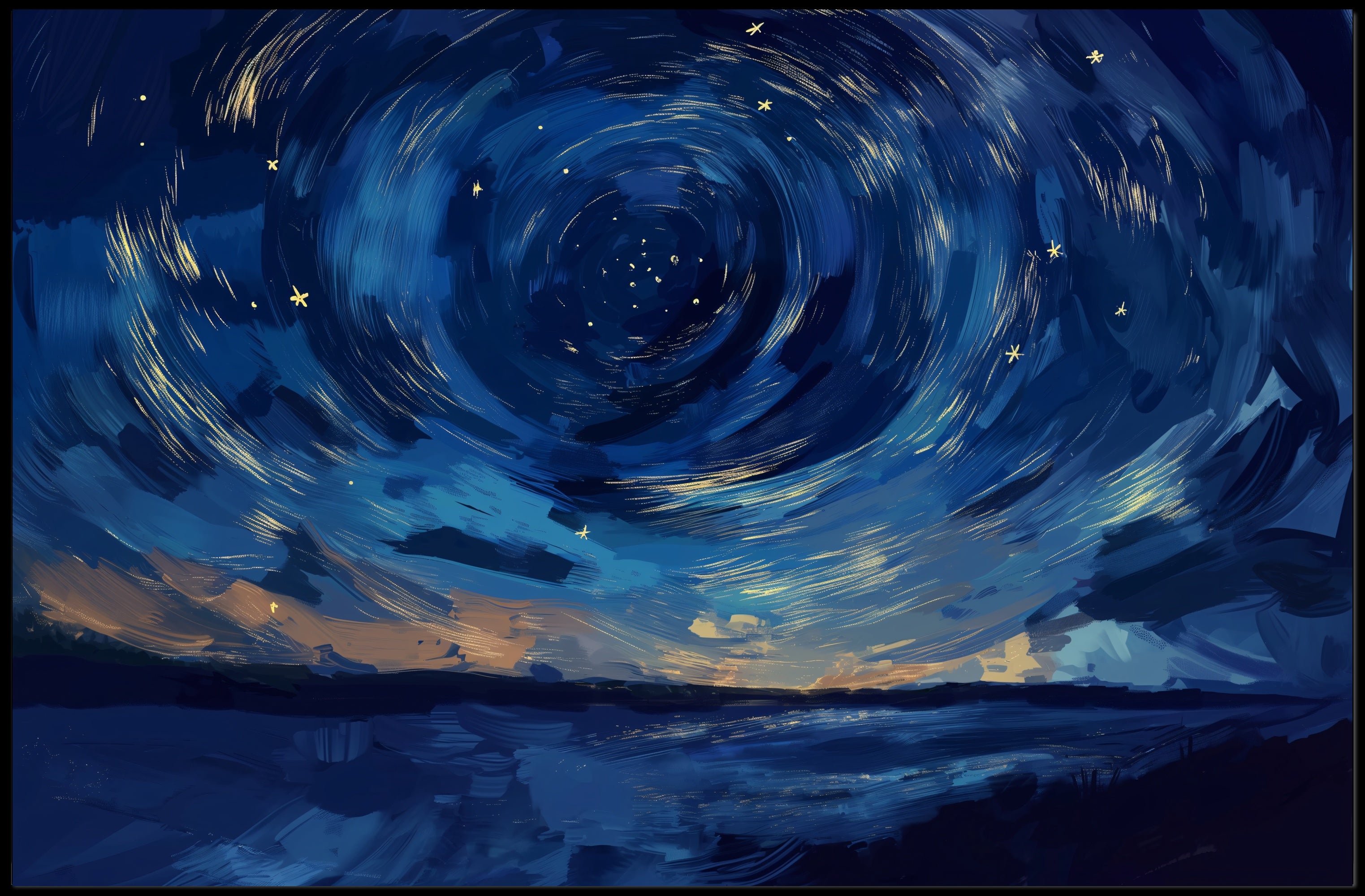 Starry Night Cosmic Landscape Art Print Space or Astronomy Poster PosterGoat