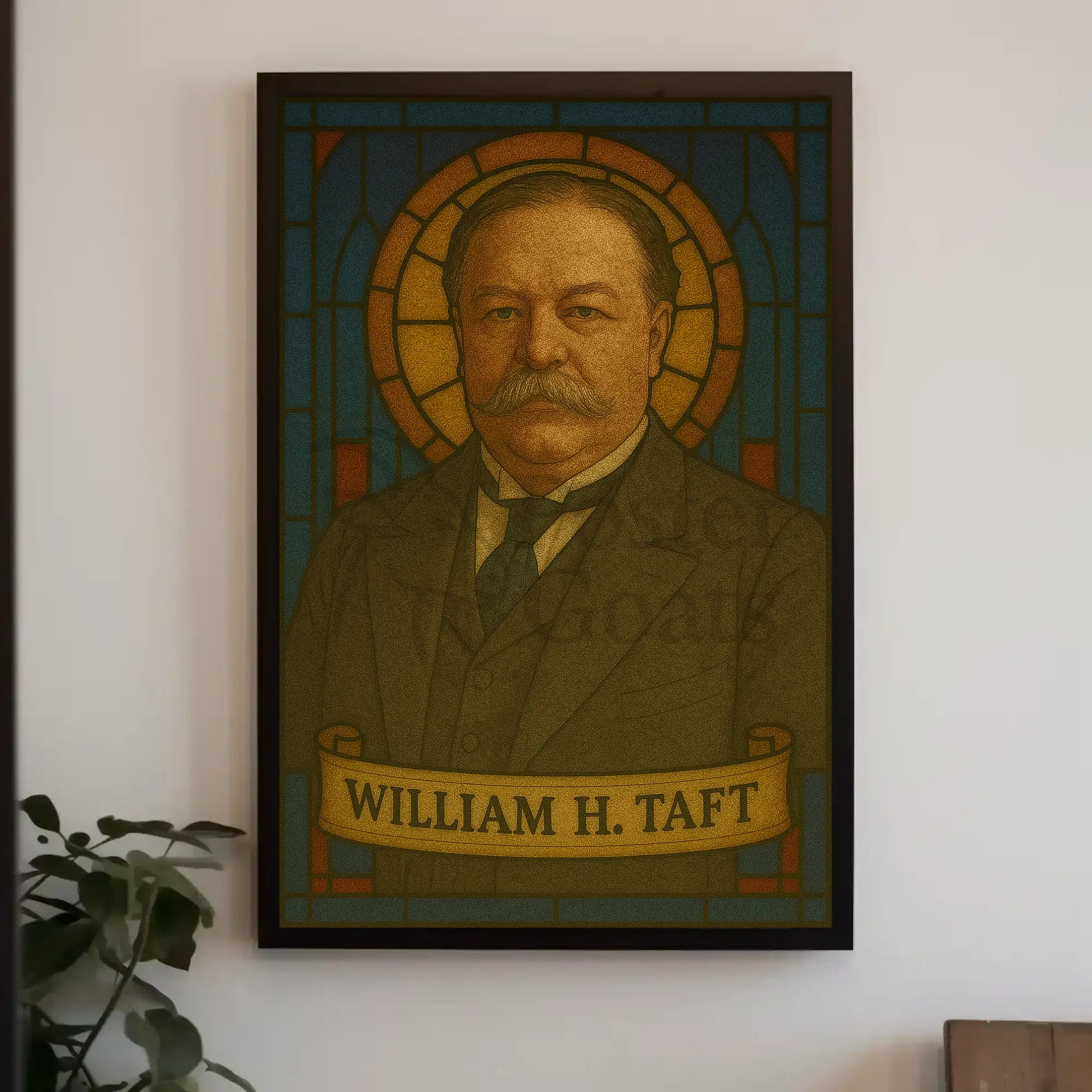 Stately William H. Taft Stained-Glass Historical Poster PosterGoat