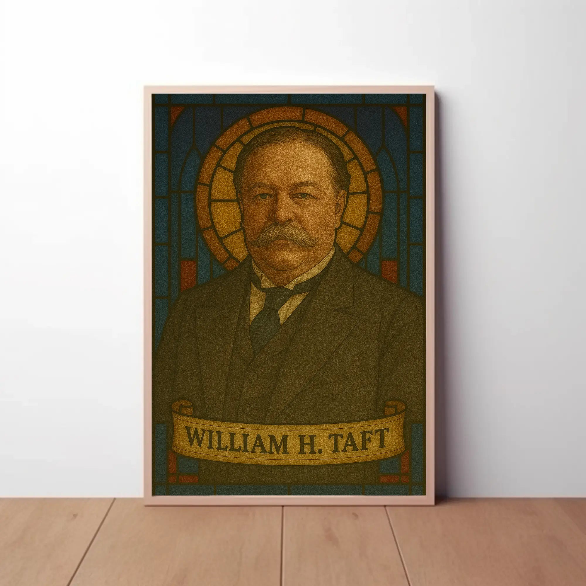 Stately William H. Taft Stained-Glass Historical Poster PosterGoat