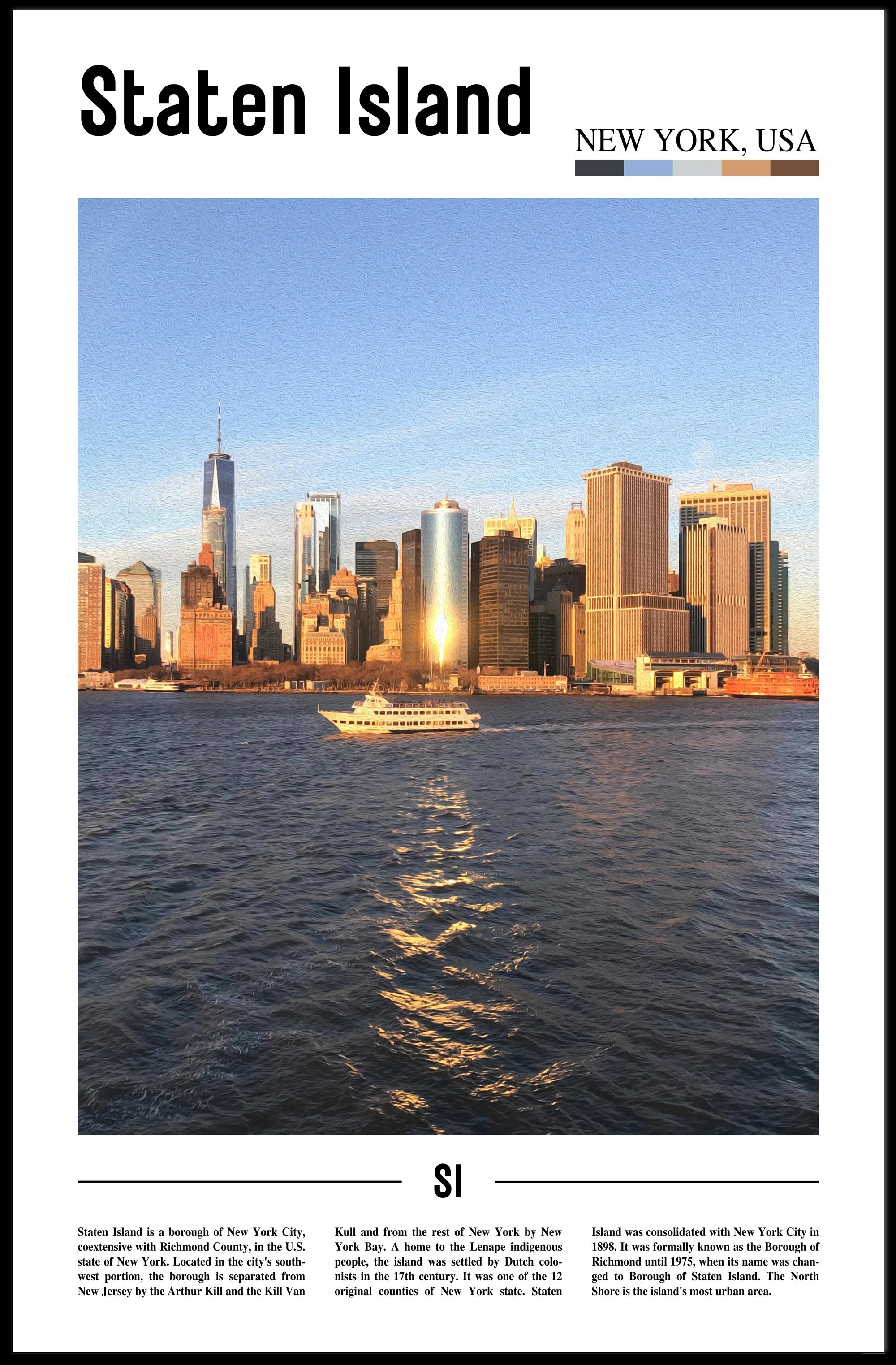 Staten Island Skyline New York Travel Poster PosterGoat