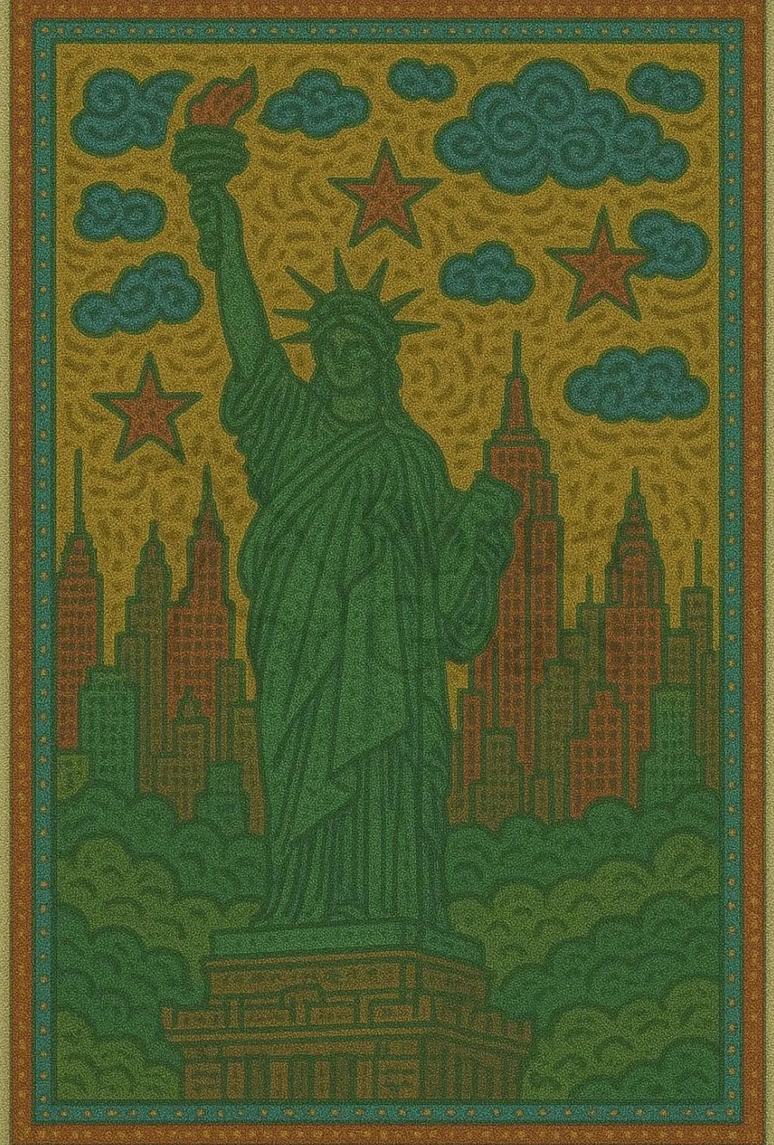 Statue Liberty Retro New York City Travel Poster PosterGoat