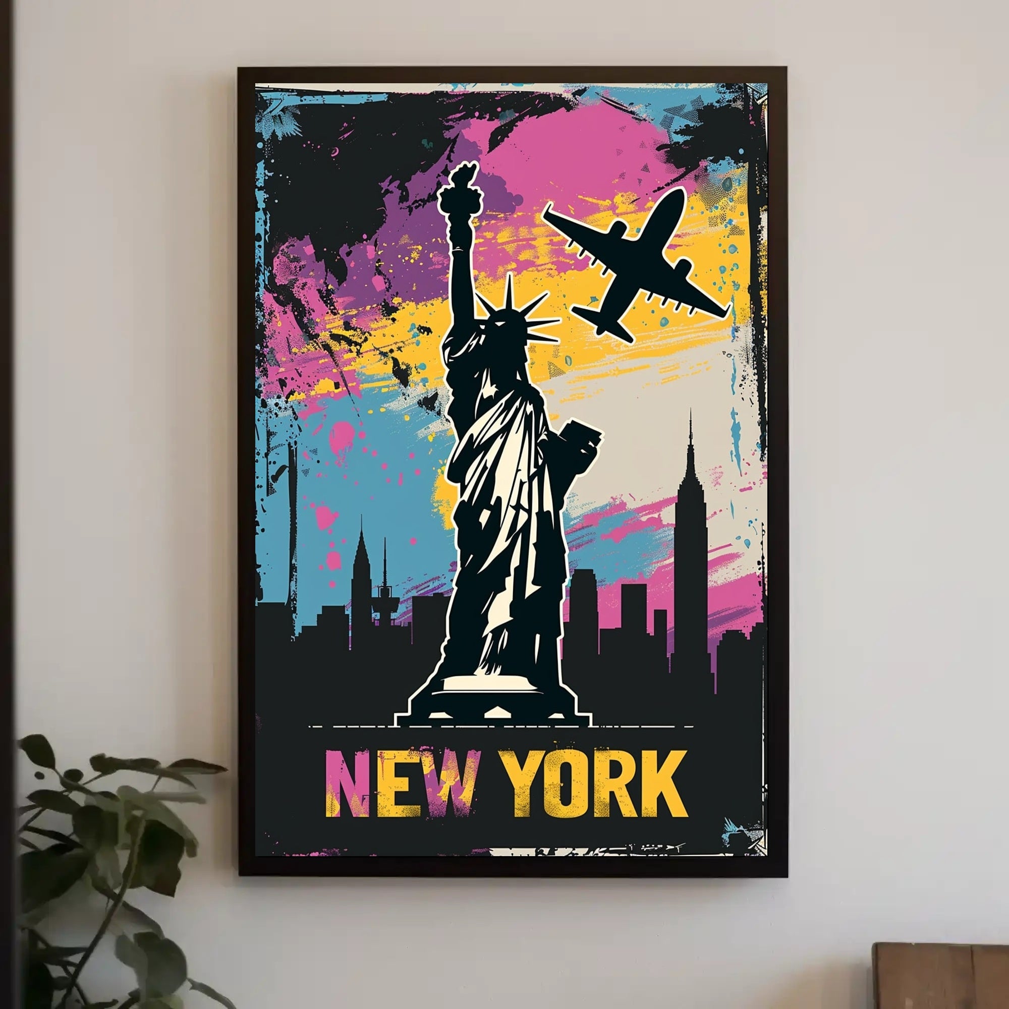 Statue of Liberty Cityscape Vibrant Urban or Cityscape Poster PosterGoat