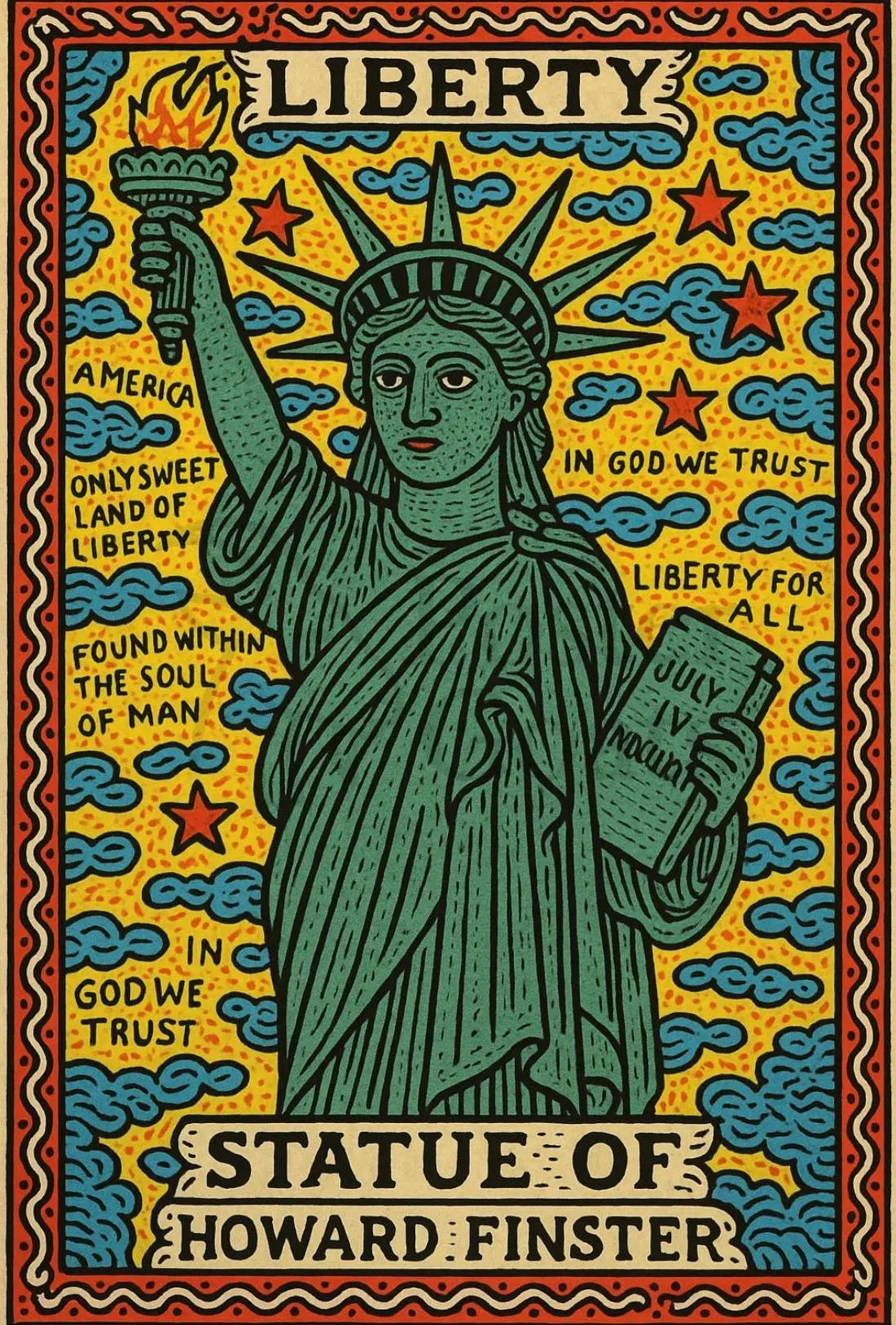 Statue of Liberty Folk Art Cultural Poster PosterGoat