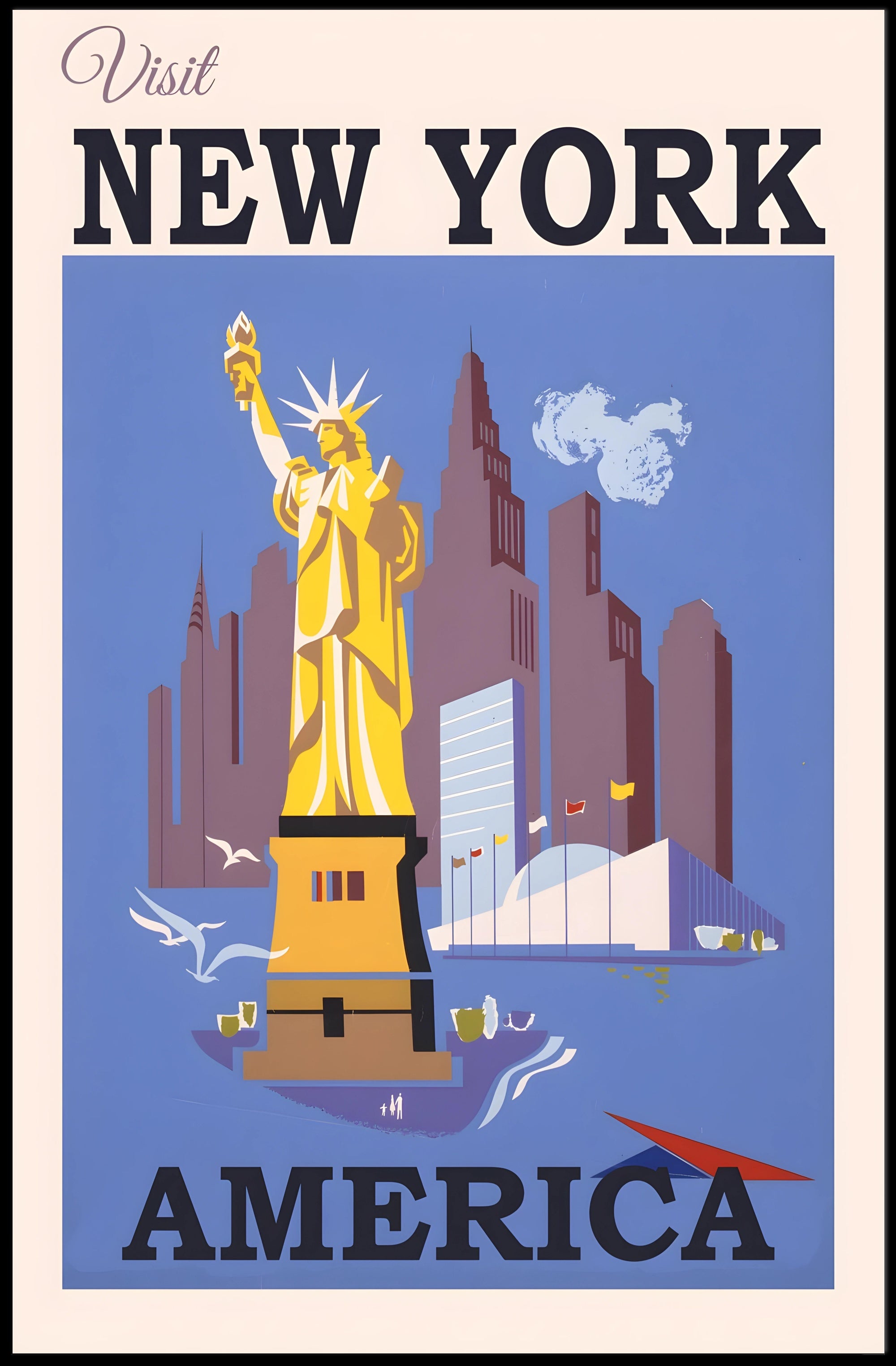 Statue of Liberty New York City Art Deco Travel Poster PosterGoat