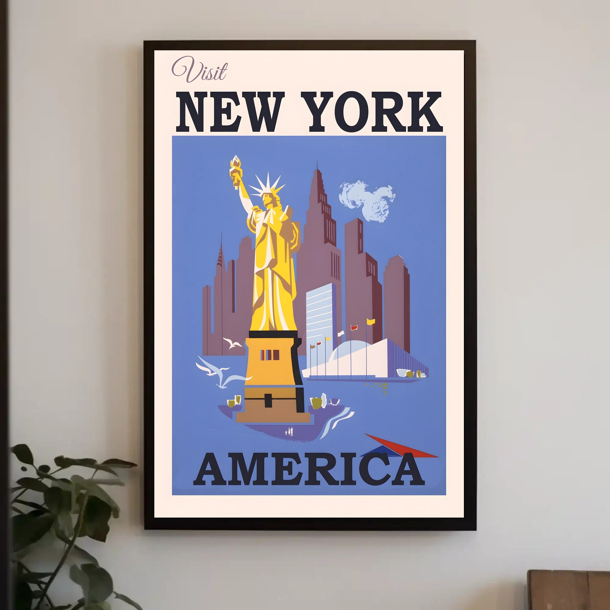 Statue of Liberty New York City Art Deco Travel Poster PosterGoat