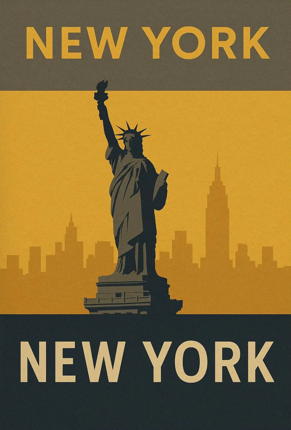 Statue of Liberty Retro Design Travel Poster PosterGoat