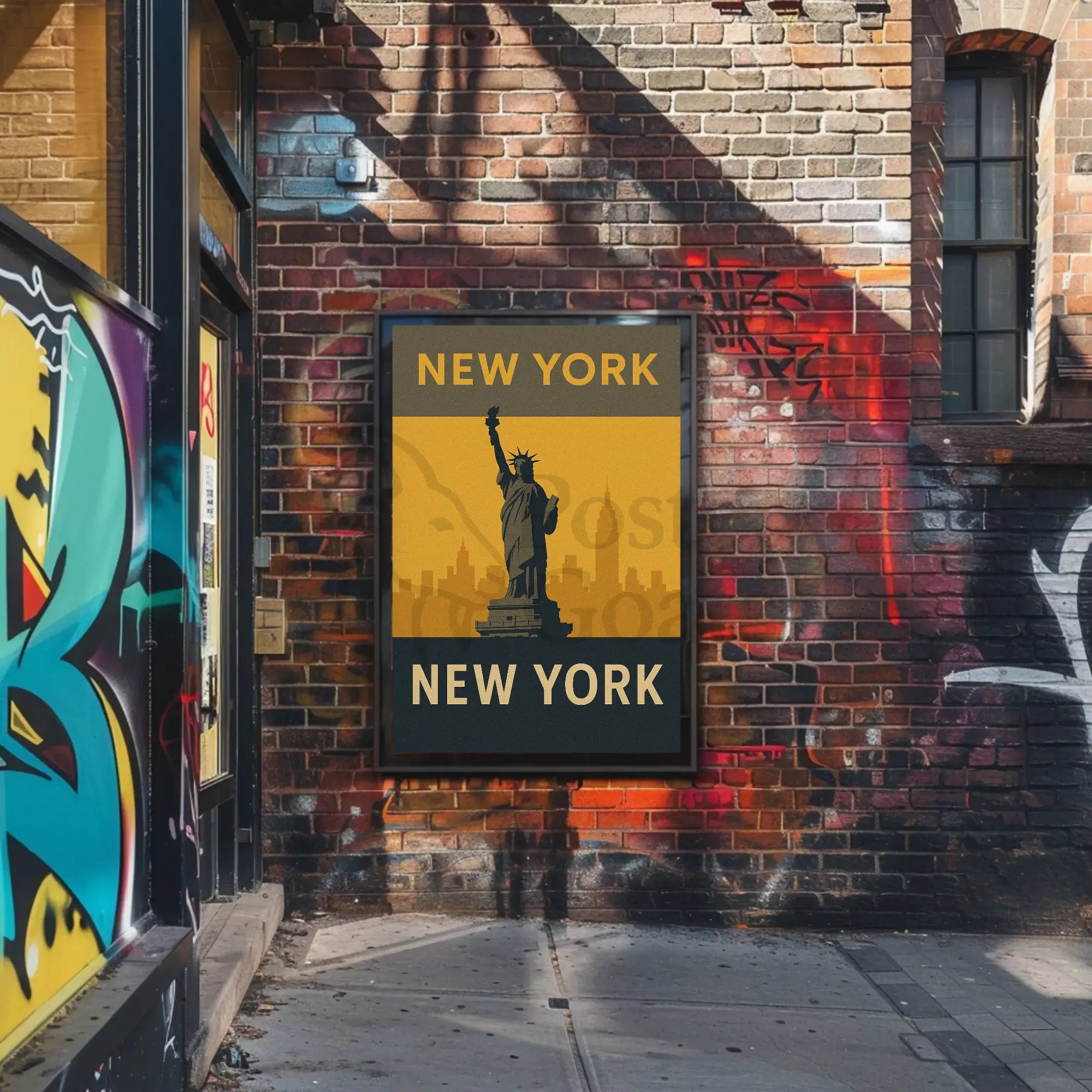 Statue of Liberty Retro Design Travel Poster PosterGoat