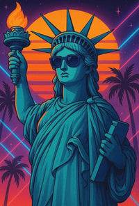 Statue of Liberty Retro Vaporwave Pop Culture Poster PosterGoat