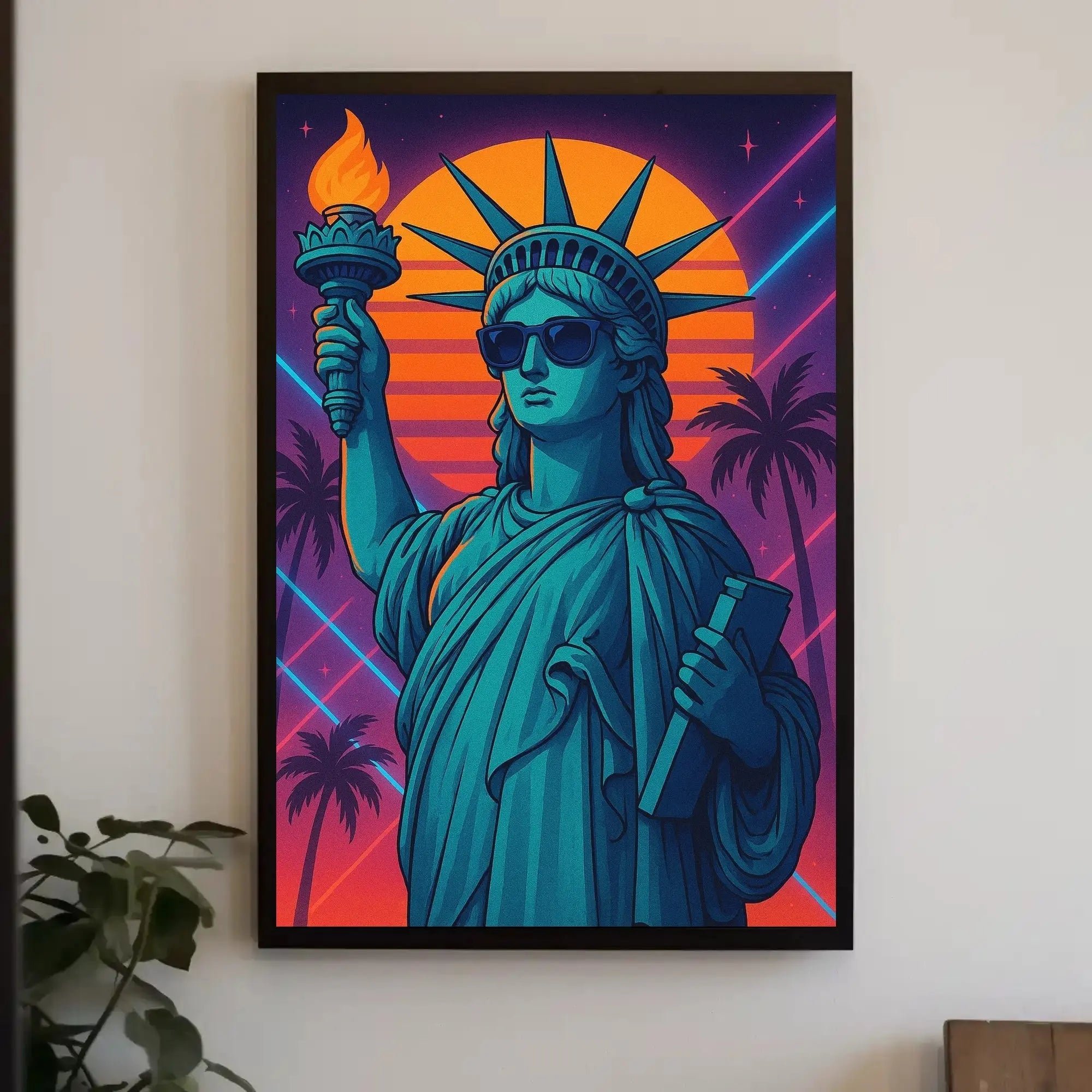 Statue of Liberty Retro Vaporwave Pop Culture Poster PosterGoat