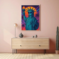 Statue of Liberty Retro Vaporwave Pop Culture Poster PosterGoat