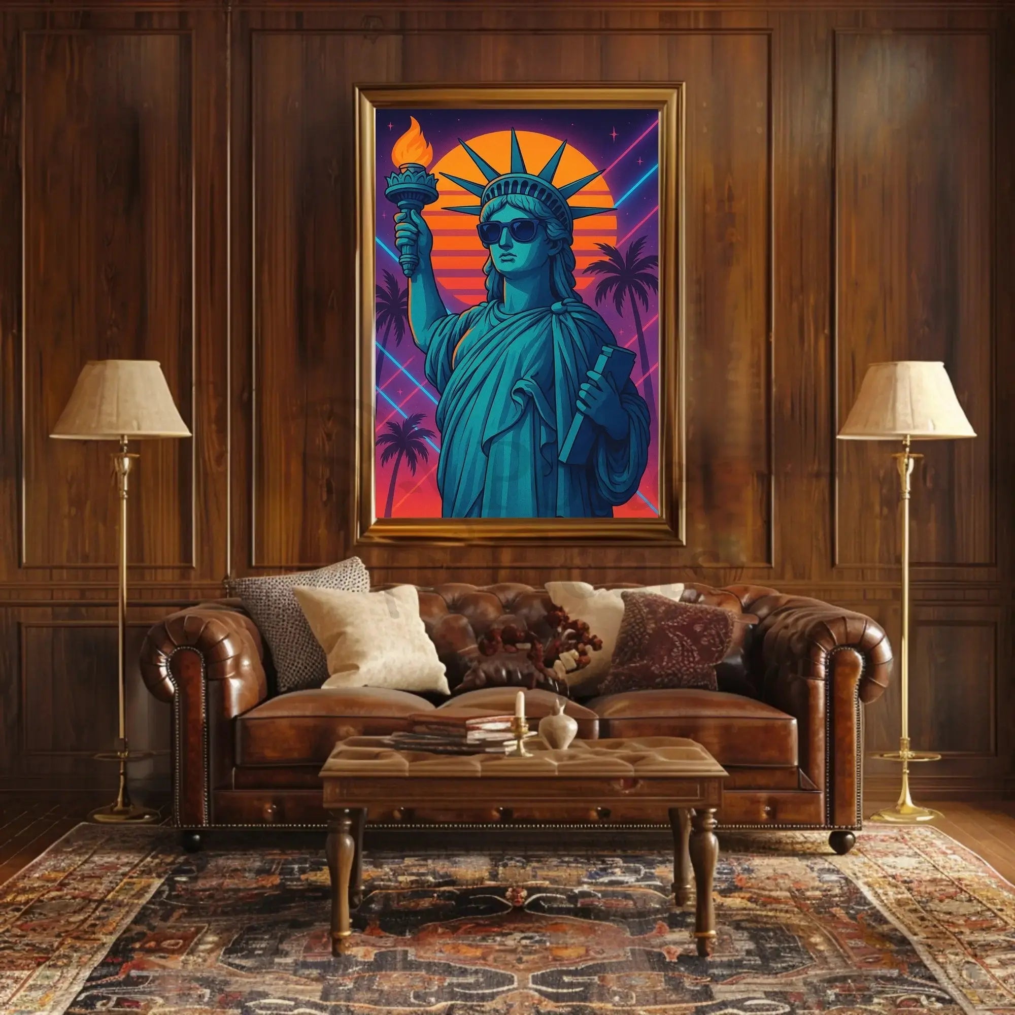 Statue of Liberty Retro Vaporwave Pop Culture Poster PosterGoat