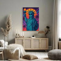 Statue of Liberty Retro Vaporwave Pop Culture Poster PosterGoat
