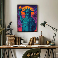 Statue of Liberty Retro Vaporwave Pop Culture Poster PosterGoat