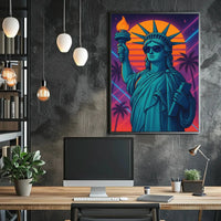 Statue of Liberty Retro Vaporwave Pop Culture Poster PosterGoat