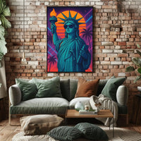 Statue of Liberty Retro Vaporwave Pop Culture Poster PosterGoat