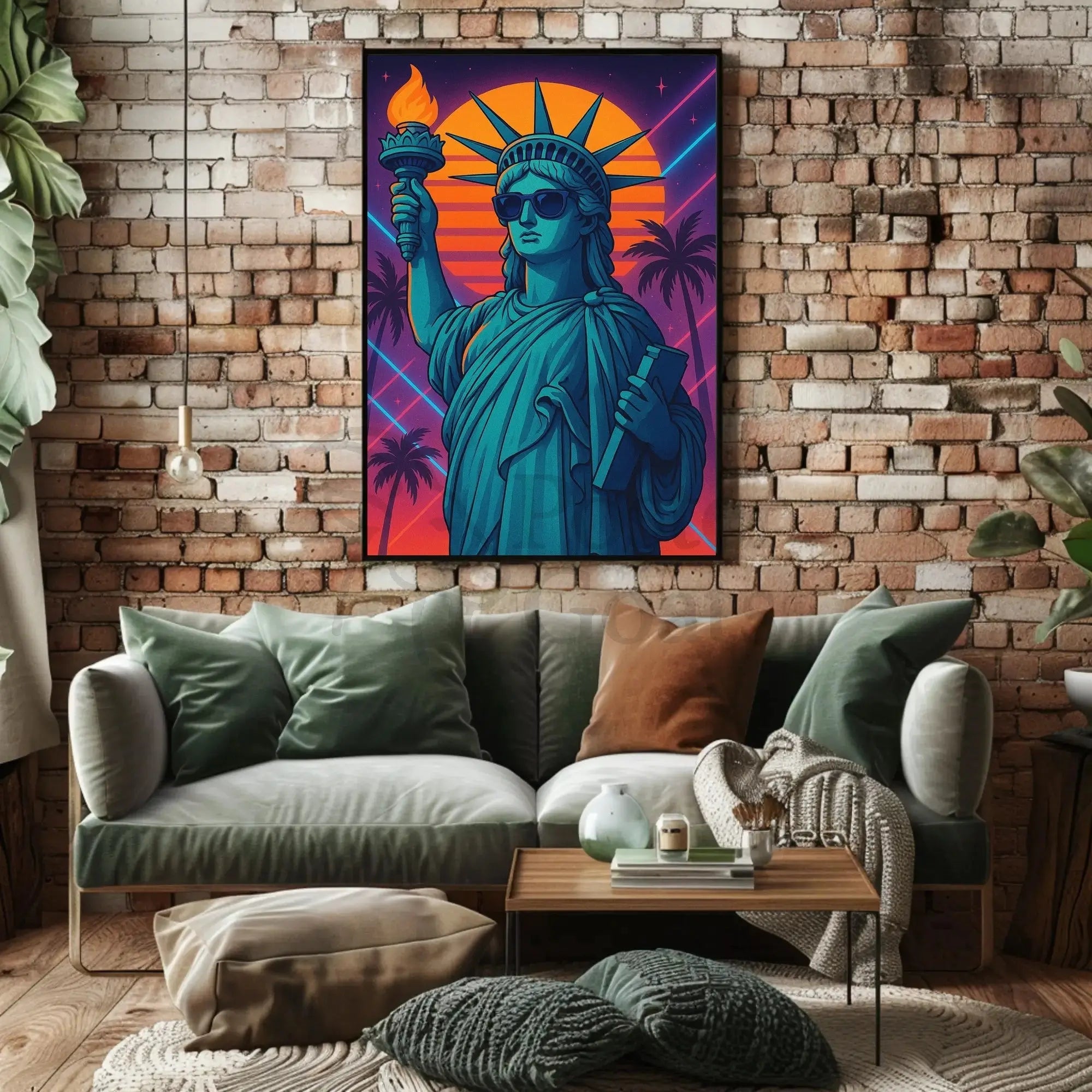 Statue of Liberty Retro Vaporwave Pop Culture Poster PosterGoat