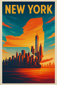 Statue of Liberty Travel Pop Art Skyline Poster PosterGoat